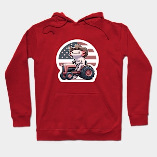 Cute Axolotl Patriot Ride - Americana Tractor Tee Hoodie